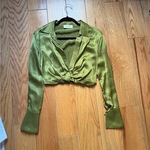 NICHOLAS Satin Olive Blouse